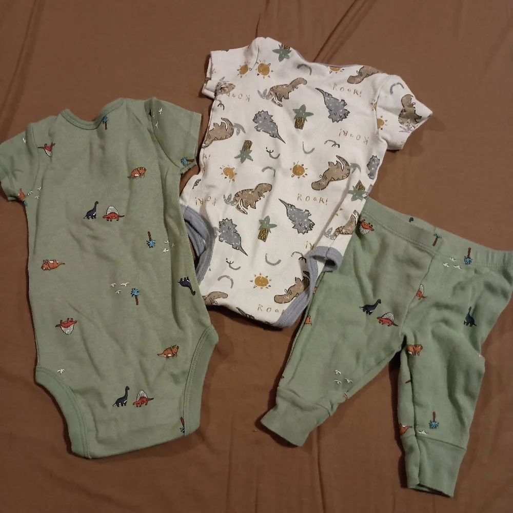 3pc Baby Dinosaur Onesie Bundle